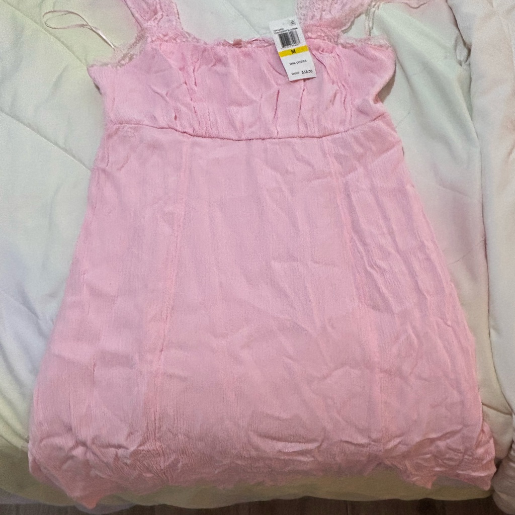 Pink Lace Trim Juniors Dress